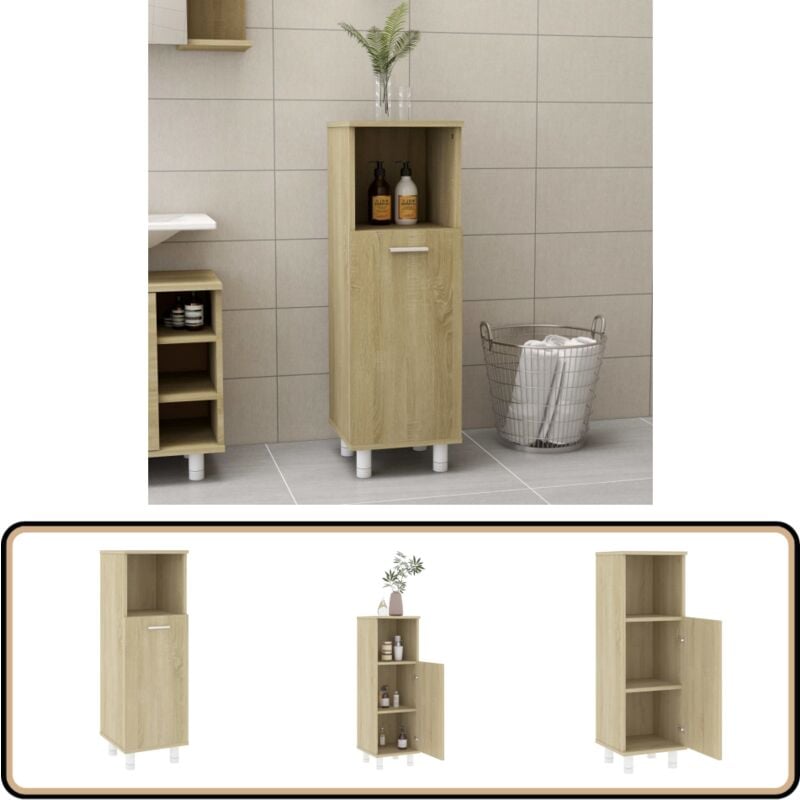 Armoire de salle de bain Chêne sonoma Bois d'ingénierie - Meuble De Salle De Bain - Armoire De Salle De Bain - Rangement Salle De Bain - Meuble En