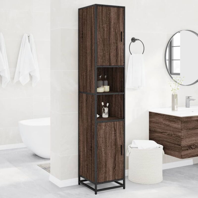 Vidaxl - Armoire de salle de bain chêne marron bois d'ingénierie métal