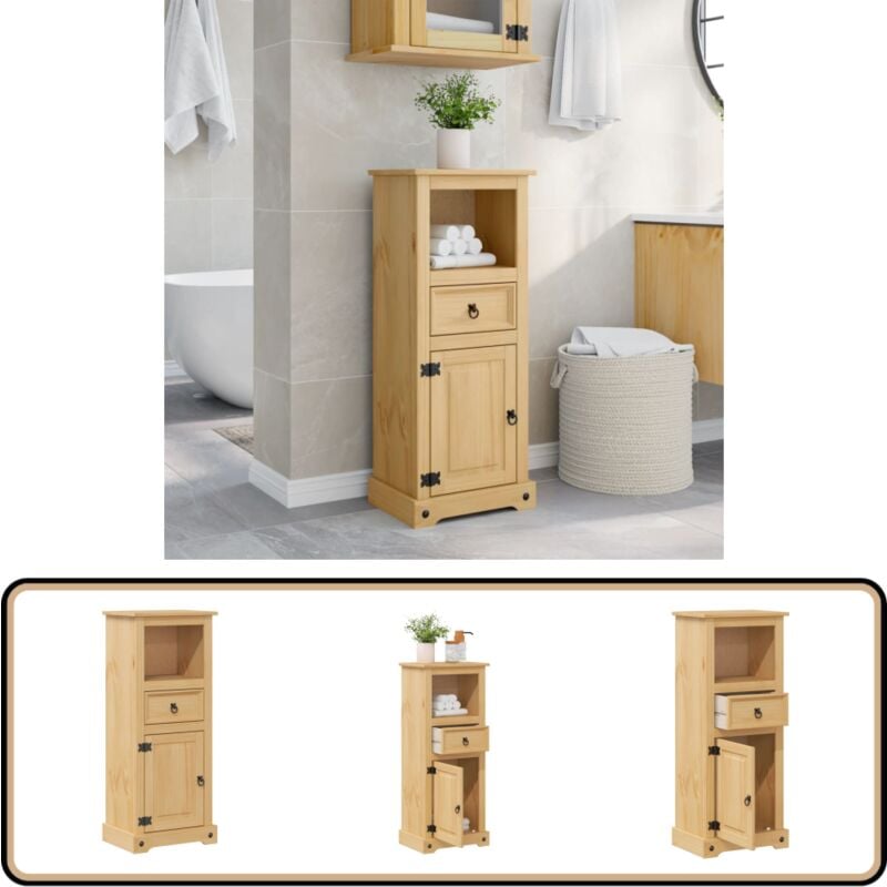 Armoire de salle de bain Corona 45x33x110 cm bois de pin massif - Meuble Salle De Bain - Armoire Salle De Bain - Rangement Salle De Bain - Meuble