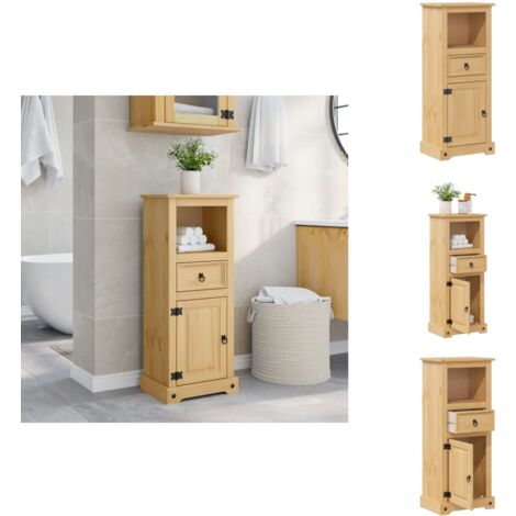 Armoire de salle de bain Corona 45x33x110 cm bois de pin massif - Meuble Salle De Bain - Armoire Salle De Bain - Rangement Salle De Bain - Meuble Bois - Armoire Bois