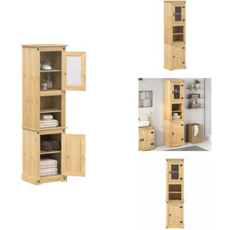 Armoire de salle de bain Corona 50x40x185 cm bois de pin massif - Meuble De Salle De Bain - Armoire De Salle De Bain - Rangement Salle De Bain - Commode Salle De Bain - Bois De Pin