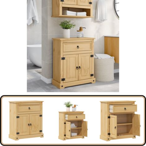 Armoire de salle de bain Corona 70x33x80 cm bois de pin massif - Armoire De Salle De Bain - Meuble Salle De Bain - Rangement Salle De Bain - Commode Salle De Bain - Meubles De Salle De Bain
