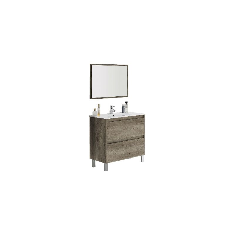 Meuble de salle de bain avec 2 tiroirs - 80x80x45 cm Nordik