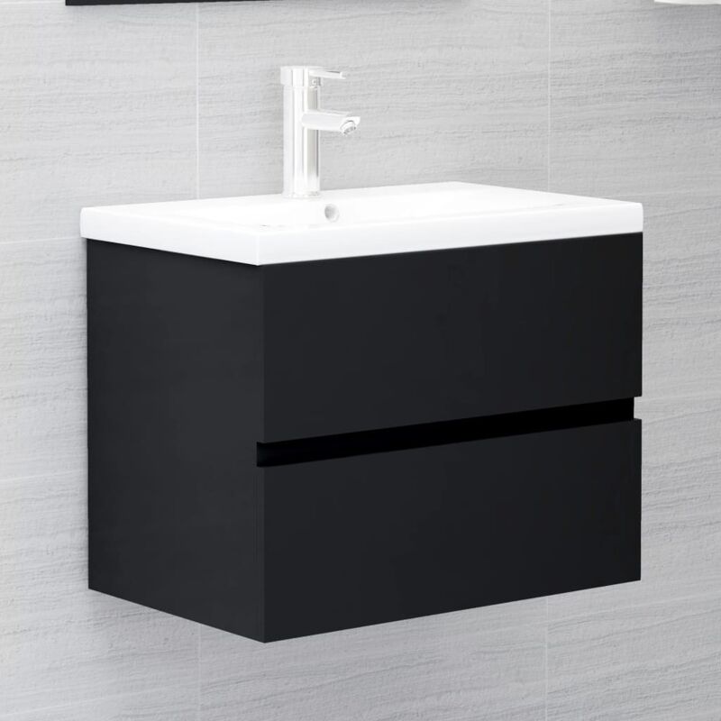 Nova - Armoire de salle de bain de 60 cm avec tiroir de conception élégant avec lavabo intégré Diverses couleurs Couleur : noir
