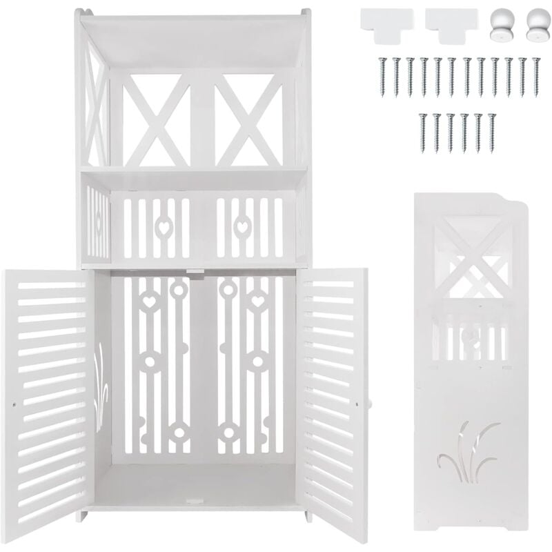 Armoire de salle de bain de 90cm de hauteur, casier au sol, étagère à gants blanche