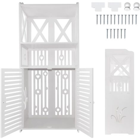 Armoire de salle de bain de 90cm de hauteur, casier au sol, étagère à gants blanche