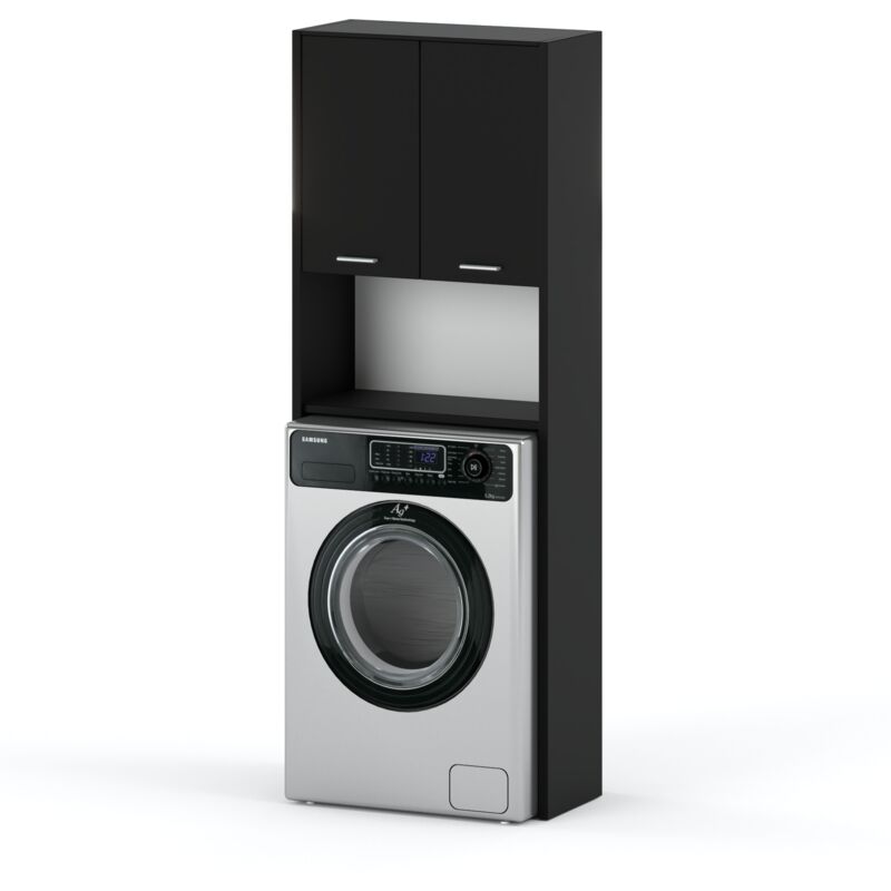 Armoire de salle de bain debout noire 64CM, armoire de Machine à laver, piédestal de salle de bain