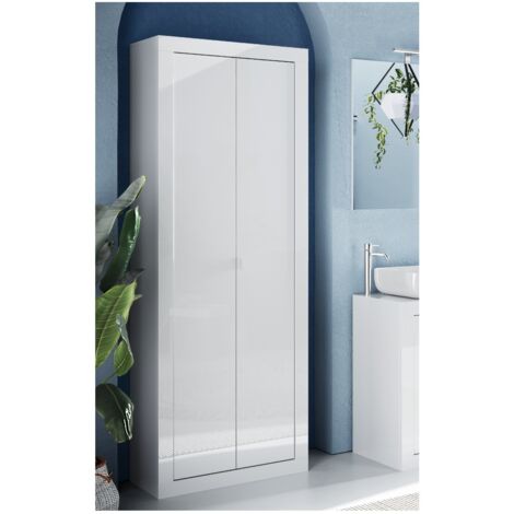 Armoire de salle de bain design 2 portes laqué blanc CALIA