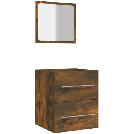 Armoire de salle de bain Design moderne, Armoire Etagère de rangement, avec miroir Chêne fumé 41x38,5x48 cm OIB4901E