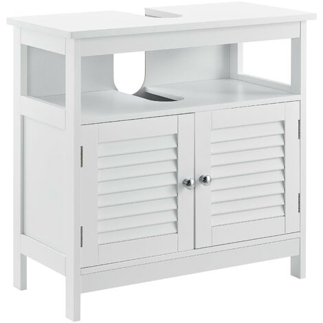 Armoire de salle de bain dessous de lavabo meuble dessous rangement 3 surfaces stockage 60 x 60 x 30 cm MDF laqué Blanc - Blanc