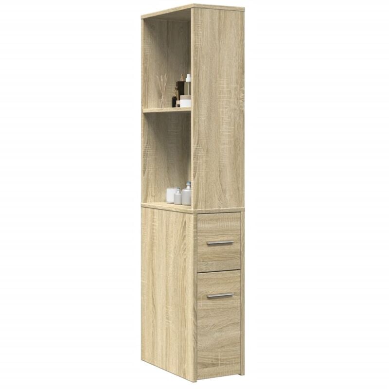 Armoire de salle de bain étroite avec roulettes chêne sonoma - Vidaxl