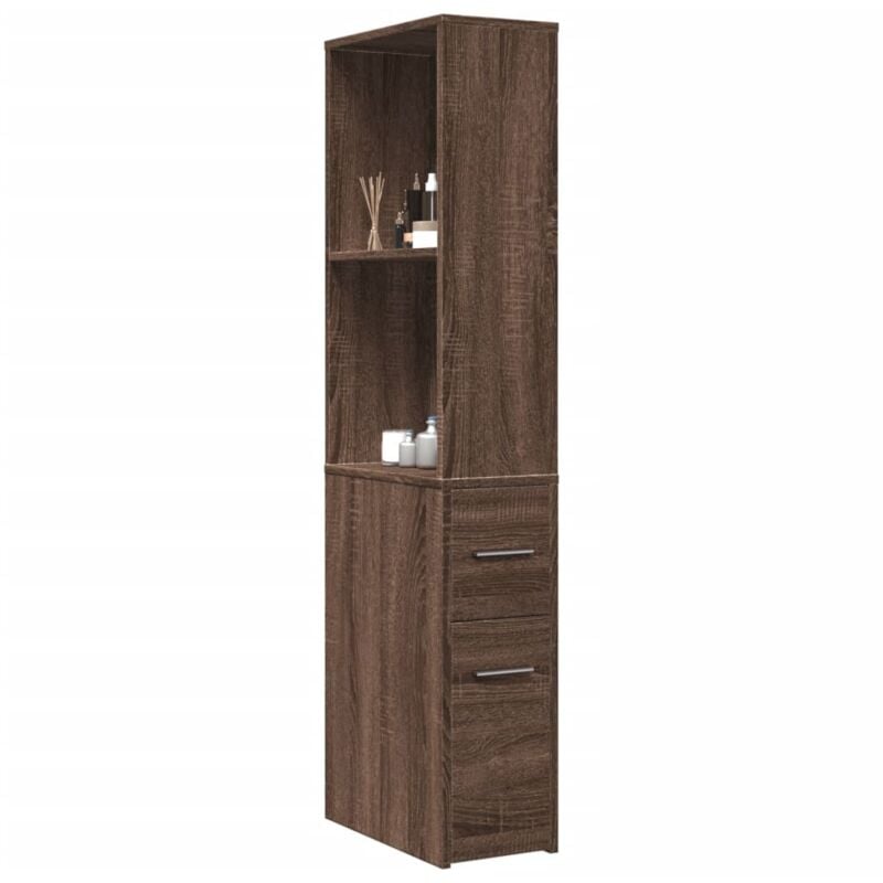 vidaXL Armoire de salle de bain étroite avec roulettes chêne marron