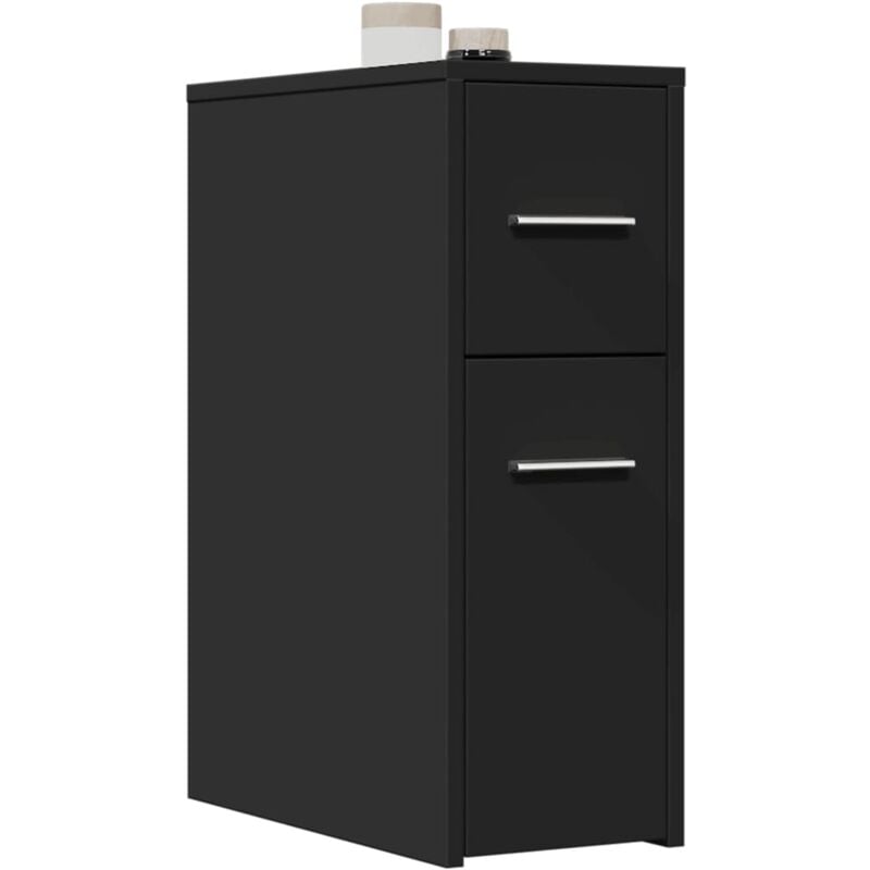 vidaXL Armoire de salle de bain étroite avec roulettes noir