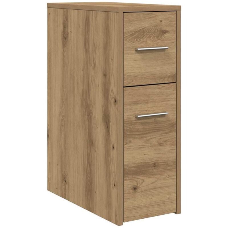 Armoire de salle de bain étroite avec roulettes chêne artisanal vidaXL