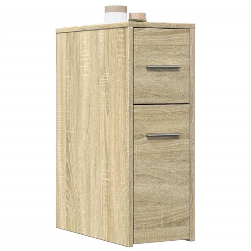 Vidaxl - Armoire de salle de bain étroite avec roulettes chêne sonoma
