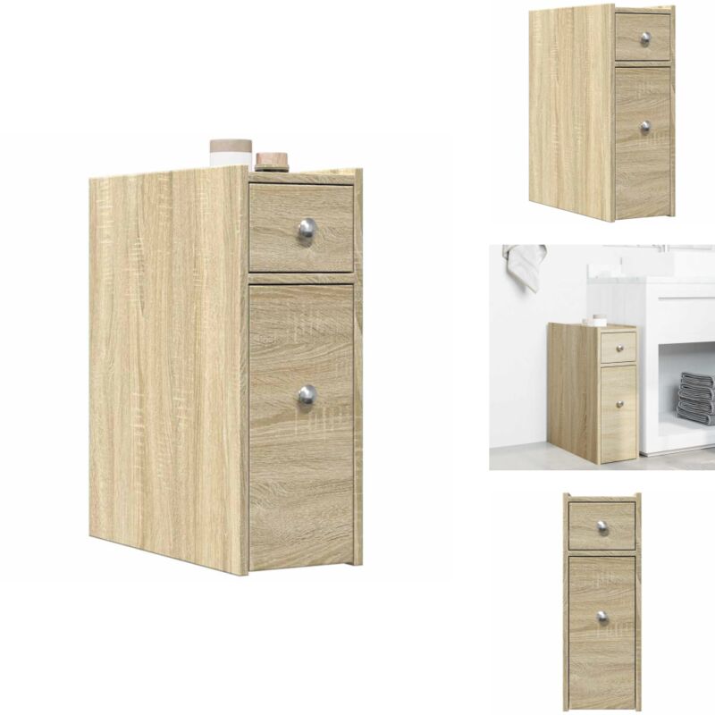 Armoire de salle de bain étroite avec roulettes chêne sonoma - Armoire De Salle De Bain Étroite - Armoires De Salle De Bain Étroites - Armoire De