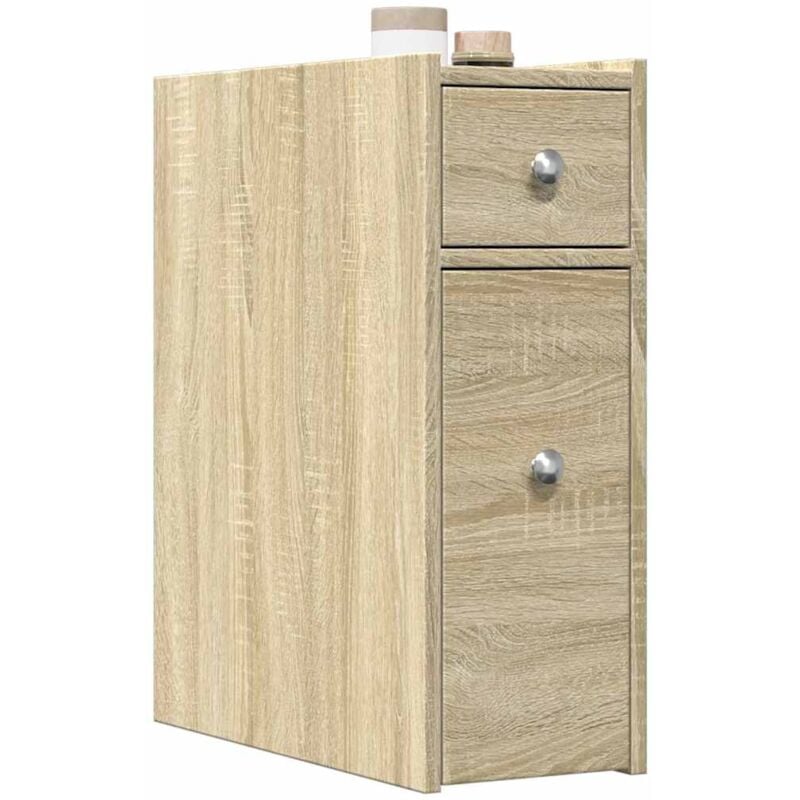 Armoire de salle de bain étroite avec roulettes chêne sonoma - Vidaxl