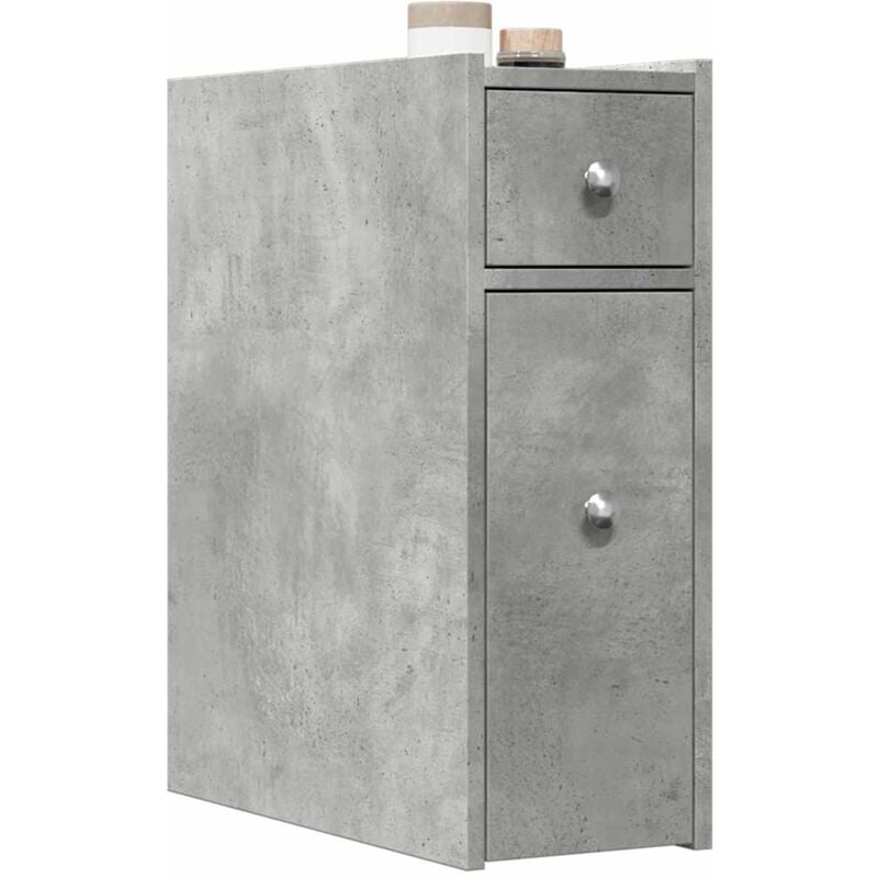 Armoire de salle de bain étroite avec roulettes gris béton - Vidaxl