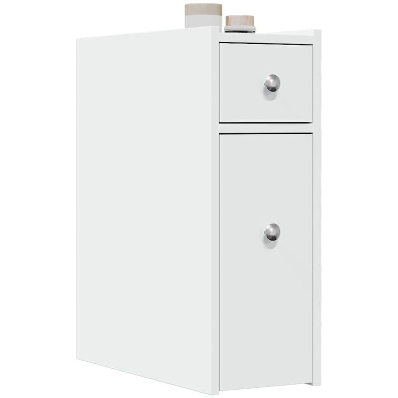 Vidaxl - Armoire de salle de bain étroite avec roulettes blanc