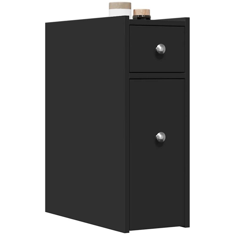 Armoire de salle de bain étroite avec roulettes noir