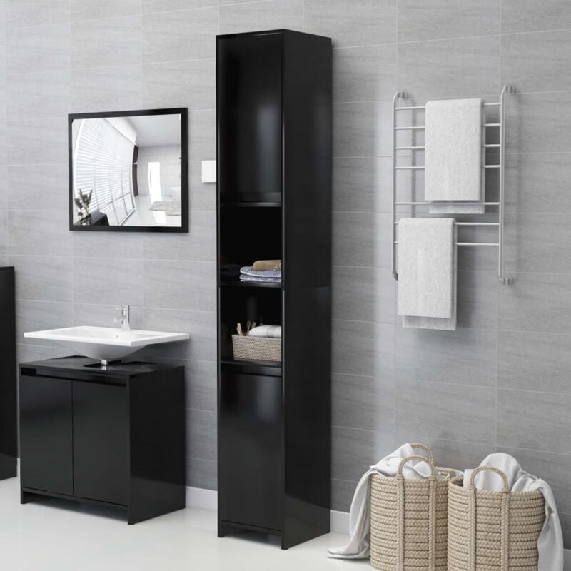 Vidaxl - Armoire de salle de bain Noir 30x30x183,5 cm Bois d'ingénierie