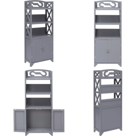 Armoire de salle de bain Gris 46x24x116 cm Bois de Paulownia - Meuble De Salle De Bain - Armoire De Rangement - Armoire Grise - Meuble Bois - Commode Salle De Bain - Home & Living