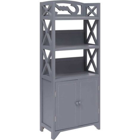 Armoire de salle de bain Gris 46x24x116 cm Bois de Paulownia vidaXL