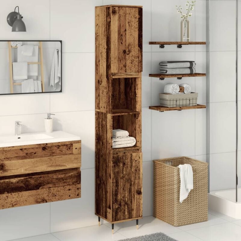 Vidaxl - Armoire de salle de bain vieux bois 30x30x190cm bois ingénierie