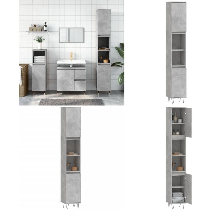 Vidaxl - Armoire de salle de bain gris béton 30x30x190 cm - Meuble De Salle De Bain - Armoire De Salle De Bain - Rangement Salle De Bain - Meuble
