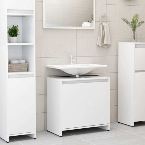 Armoire de salle de bain - Meuble de rangement Blanc 60x33x61 cm Aggloméré BV140812