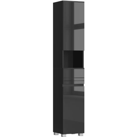 Meuble Colonne De Salle De Bain COSTWAY - Armoire Haute Étroite, 3 Compartiments, 145 Cm