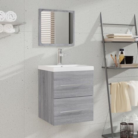 Armoire de salle de bain  Meuble de salle de bain avec miroir Sonoma gris 41x38,5x48 cm 25390