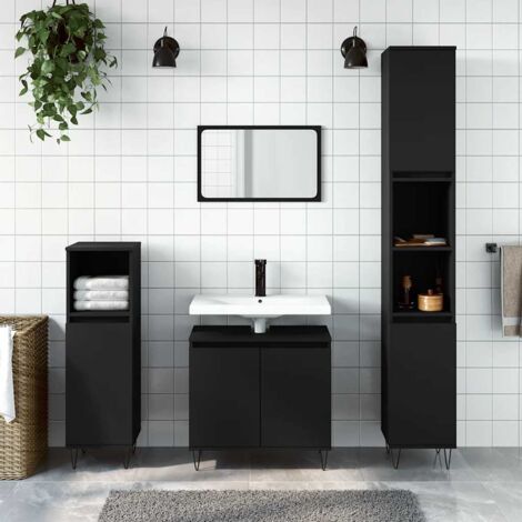 Armoire de salle de bain, Meuble de salle de bain noir 58x33x60 cm bois d'ingénierie WFE287871 DESIGN IN