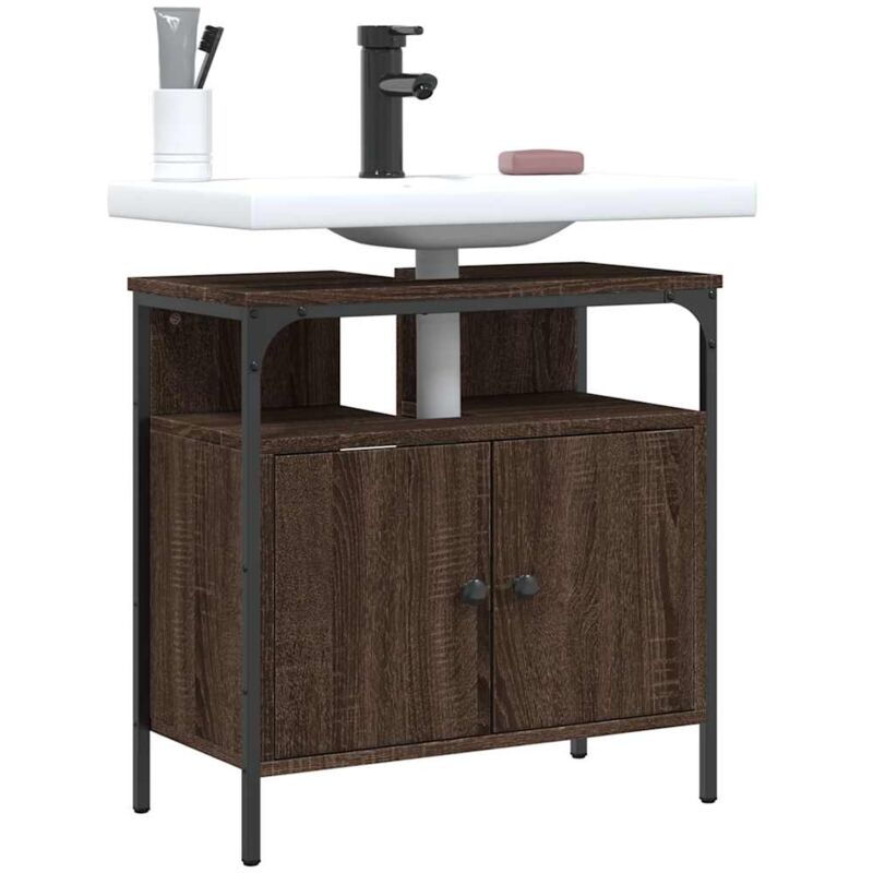 Armoire de salle de bain, Meuble sous Vasque, Meuble de salle de bain chêne marron 60x30x60 cm FR986938 DESIGN IN