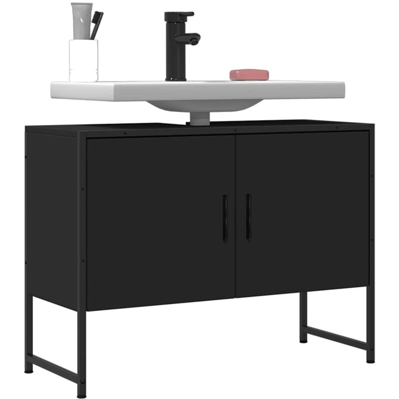 Maisonchic - Armoire de salle de bain, Meuble sous Vasque, Meuble de salle de bain noir 80x33x60cm bois ingénierie FR838260 design in