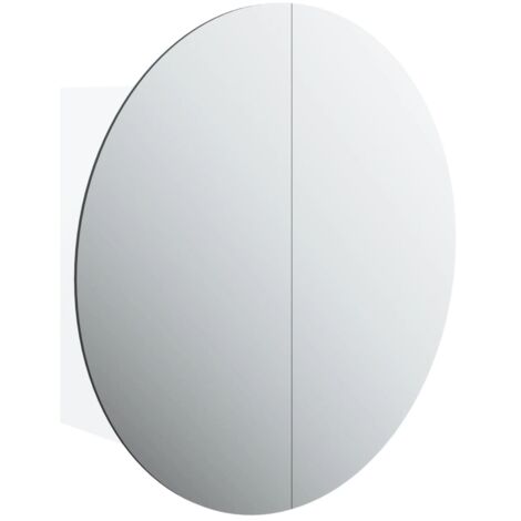 Armoire de salle de bain miroir  Armoire à miroir pour toilette - rond et LED Blanc 47x47x17,5 cm -46519