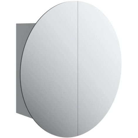 Armoire de salle de bain miroir  Armoire à miroir pour toilette - rond et LED Gris 47x47x17,5 cm -93448