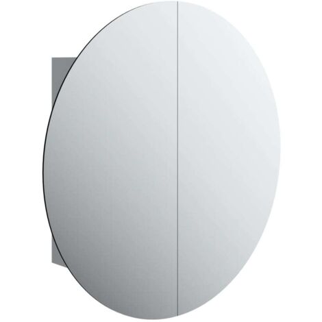 Armoire de salle de bain miroir  Armoire à miroir pour toilette - rond et LED Gris 54x54x17,5 cm -24457