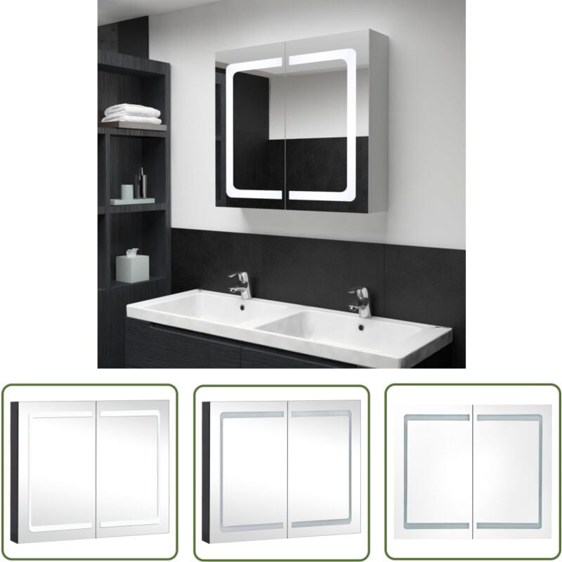 Les Tendances - The Living Store Armoire de salle de bain à miroir led 80x12,2x68 cm - Meuble De Salle De Bain - Armoire De Salle De Bain - Armoire à