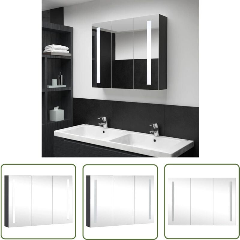 The Living Store Armoire de salle de bain à miroir led 89x14x62 cm - Meuble De Salle De Bain - Armoire De Salle De Bain - Armoire à Pharmacie