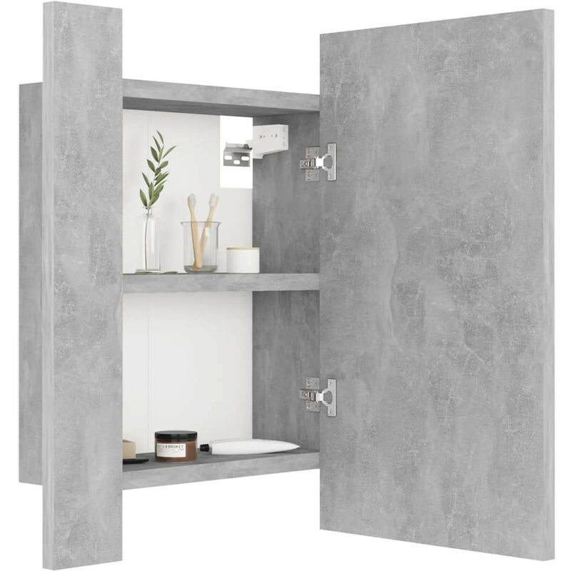 Armoire de salle de bain à miroir à LED Gris béton 40x12x45 Armoire de salle de bain à miroir à LED Gris béton 40x12x45
