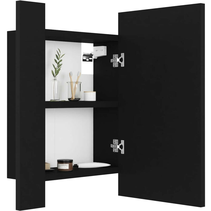 Armoire de salle de bain à miroir à LED Noir 40x12x45 Armoire de salle de bain à miroir à LED Noir 40x12x45