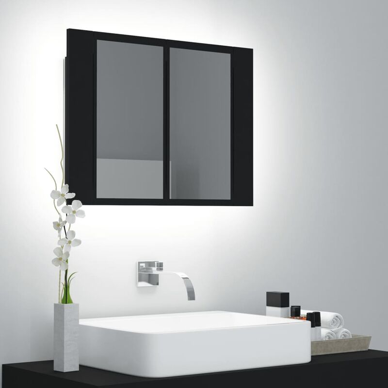 Yoyo - Armoire de salle de bain à miroir à led Noir 60x12x45 cm