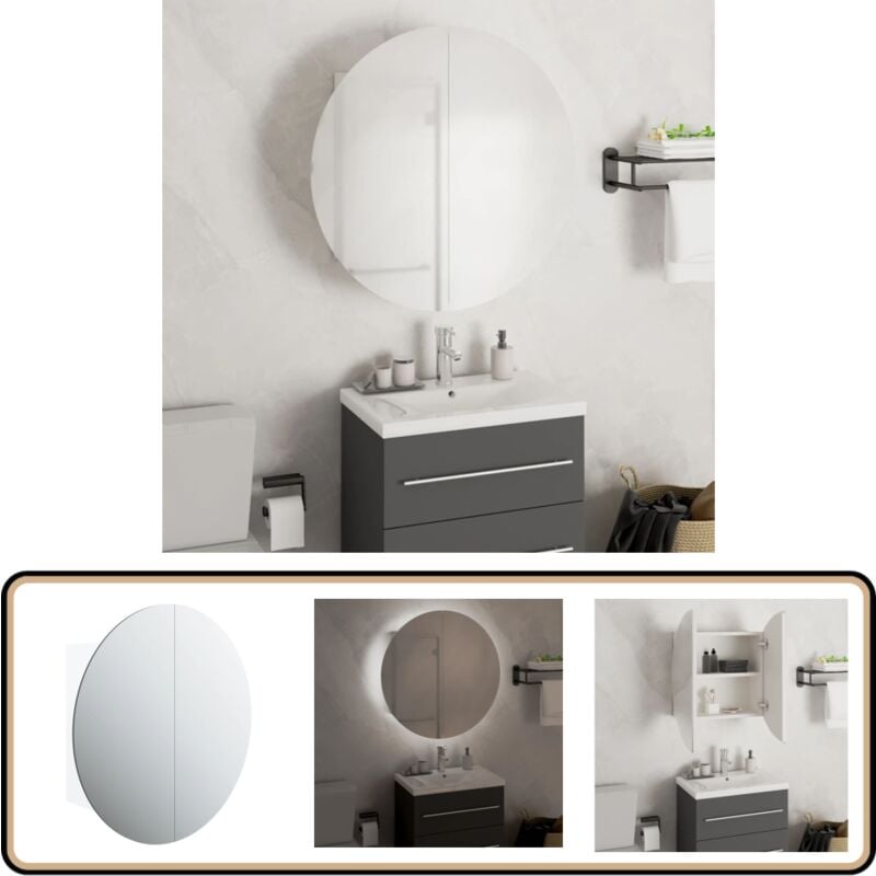 Vidaxl - Armoire de salle de bain miroir rond et led Blanc 47x47x17,5 cm - Meuble De Salle De Bain - Armoire De Salle De Bain - Miroir Lumineux