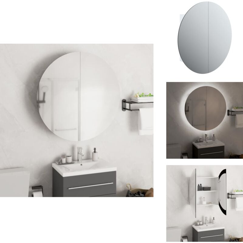 Vidaxl - Armoire de salle de bain miroir rond et led Blanc 54x54x17,5 cm - Meuble De Salle De Bain - Armoire De Salle De Bain - Miroir Lumineux
