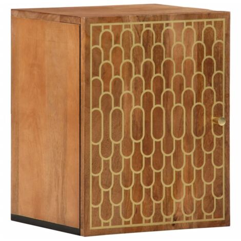 Vidaxl – Armoire murale de salle de bain 38x33x48 cm en bois massif de manguier – Fixation murale – Motif sculpté à la main – Grand espace de rangement