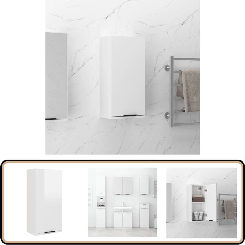 Vidaxl - Armoire de salle de bain murale Blanc brillant 32x20x67 cm - Armoire De Salle De Bain - Meuble De Salle De Bain - Armoire Murale - Rangement