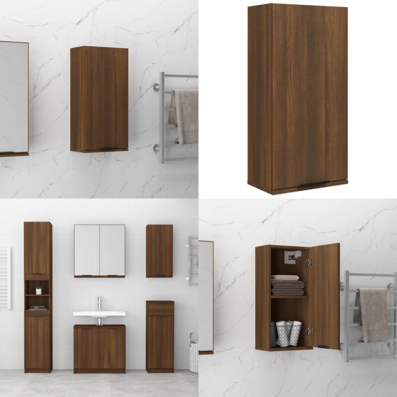 Armoire de salle de bain murale Chêne marron 32x20x67 cm - Armoire De Salle De Bain - Meuble De Salle De Bain - Rangement Salle De Bain - Armoire
