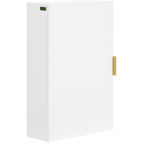 Armoire de salle de bain murale, meuble de rangement avec tablette ajustable et miroir