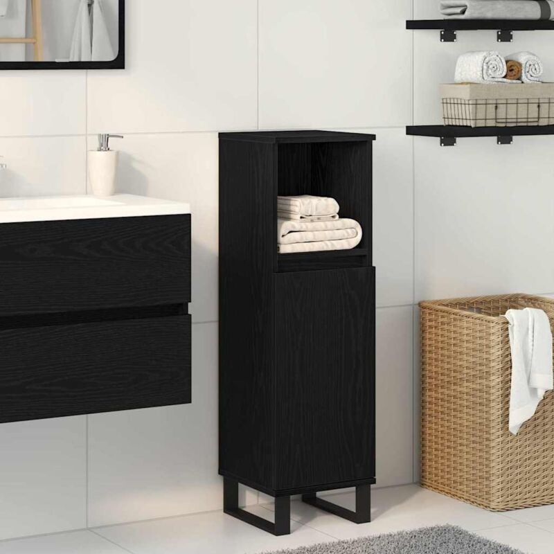 Vidaxl - Cabinet de salle de bain avec porte Chêne noir 30 x 30 x 100 cm
